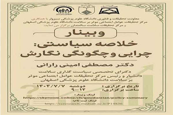 وبینار خلاصه سیاستی چرایی و چگونگی نگارش